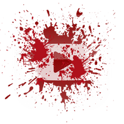 a red paint splatter on a white background youtube button that links shadowplays youtube channel