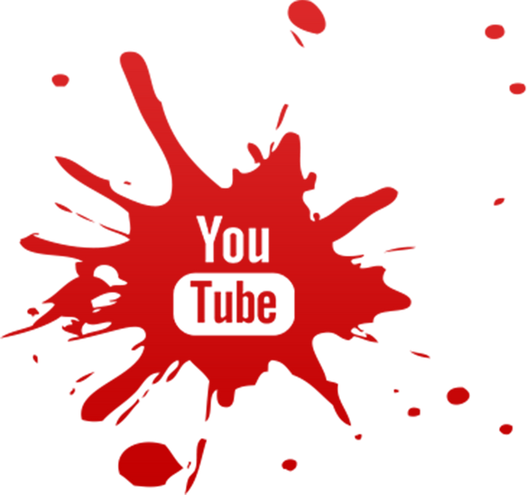 an image of the youtube logo with red paint splats
